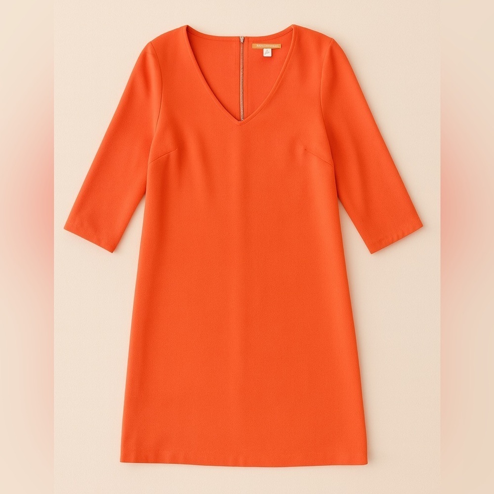Gianni Bini Peach Coral Shift Dress Back Bows Gold Zip Office Core Chic Medium